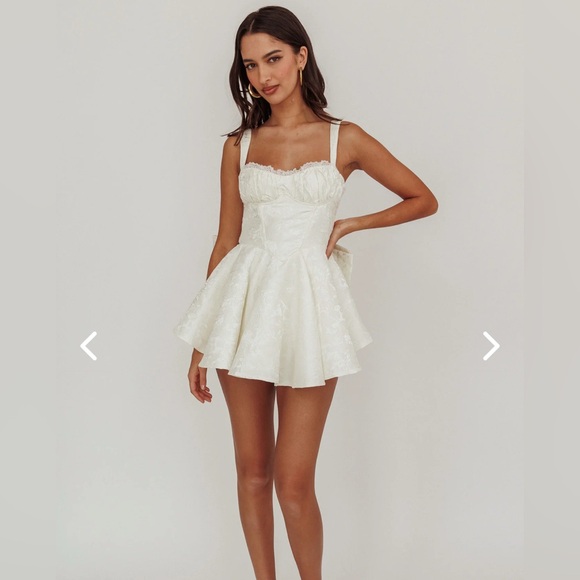 All To You Jacquard Bow Romper White - Picture 1 of 5
